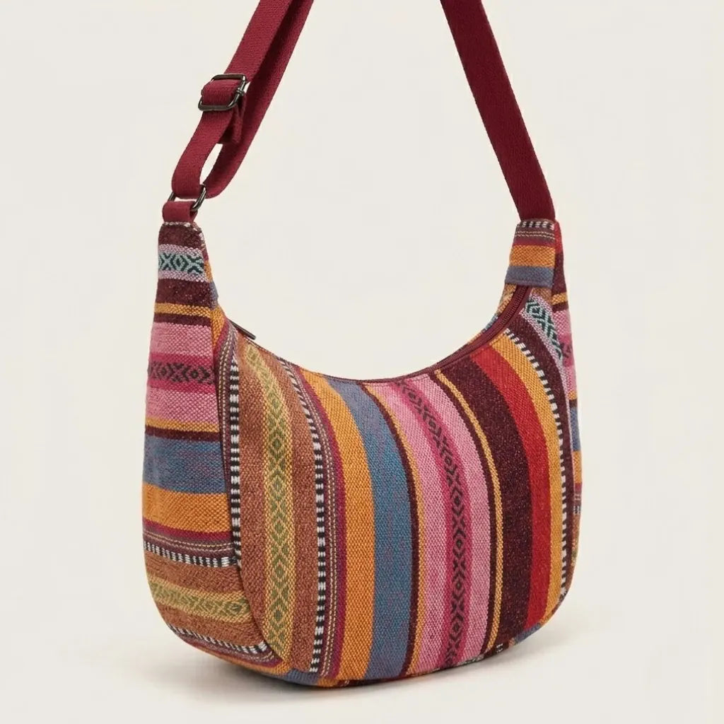 Sac demi lune en toile aztèque Rouge