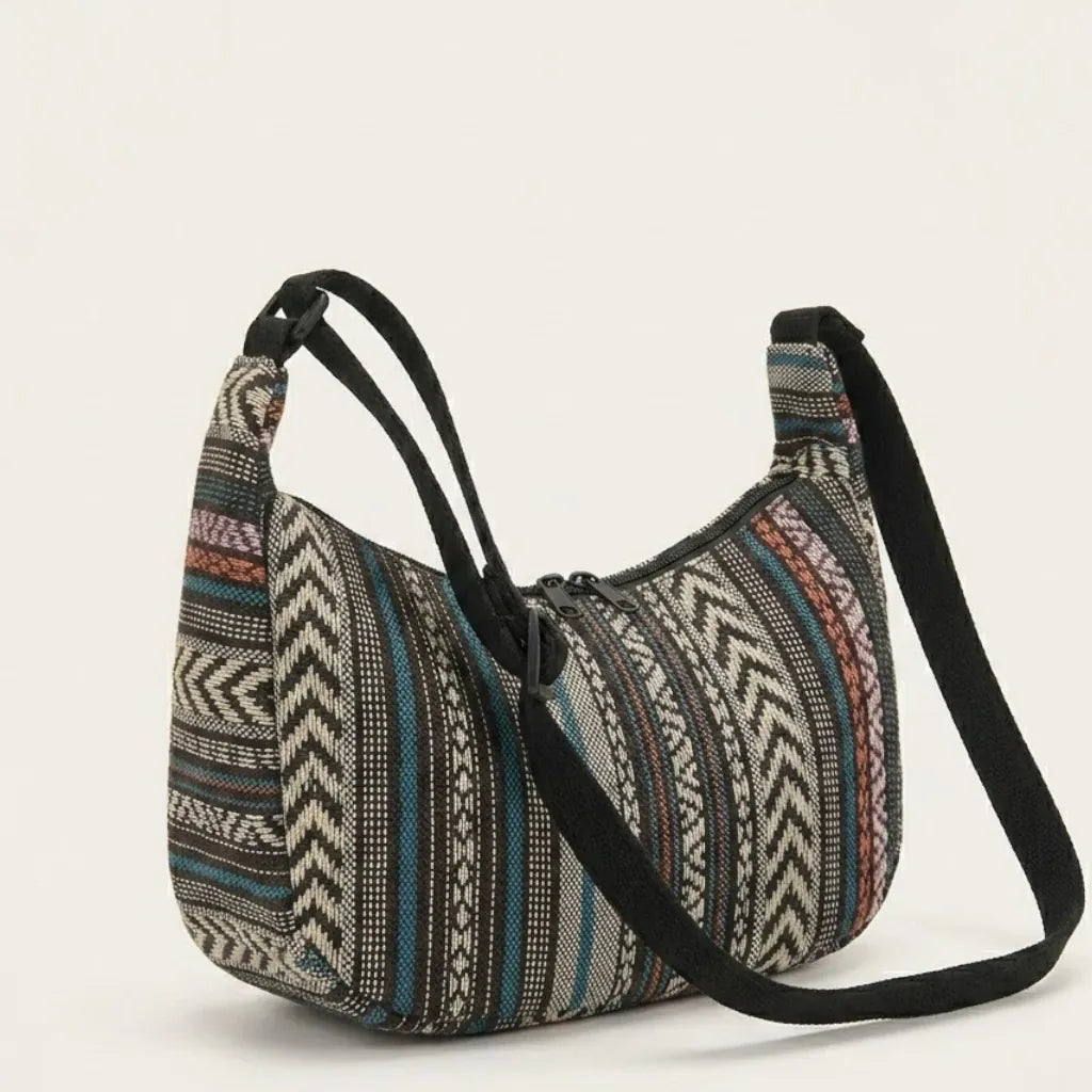 Sac demi lune en toile aztèque Café