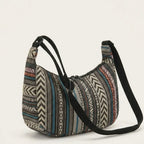 Sac demi lune en toile aztèque Café