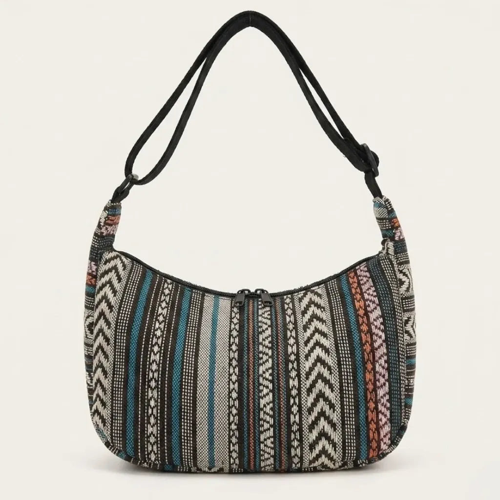 Sac demi lune en toile aztèque Café