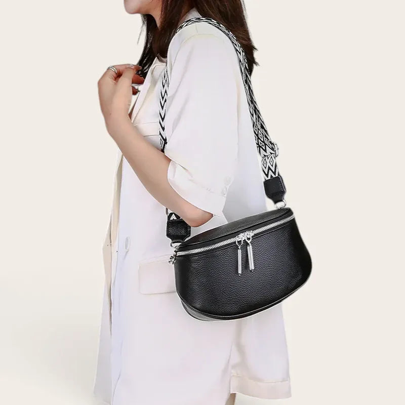 Sac demi-lune sangle large Noir