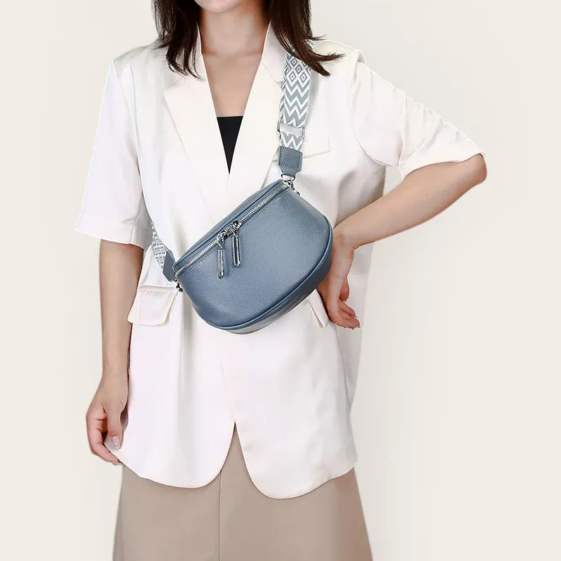 Sac demi-lune sangle large Bleu