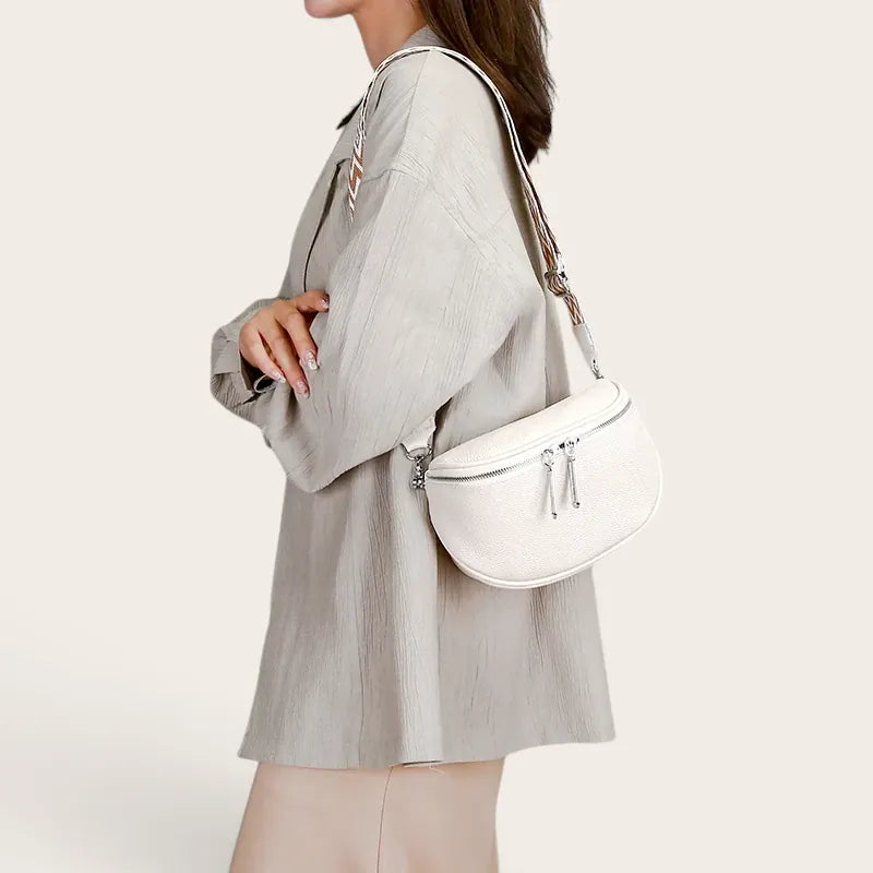 Sac demi-lune sangle large Blanc