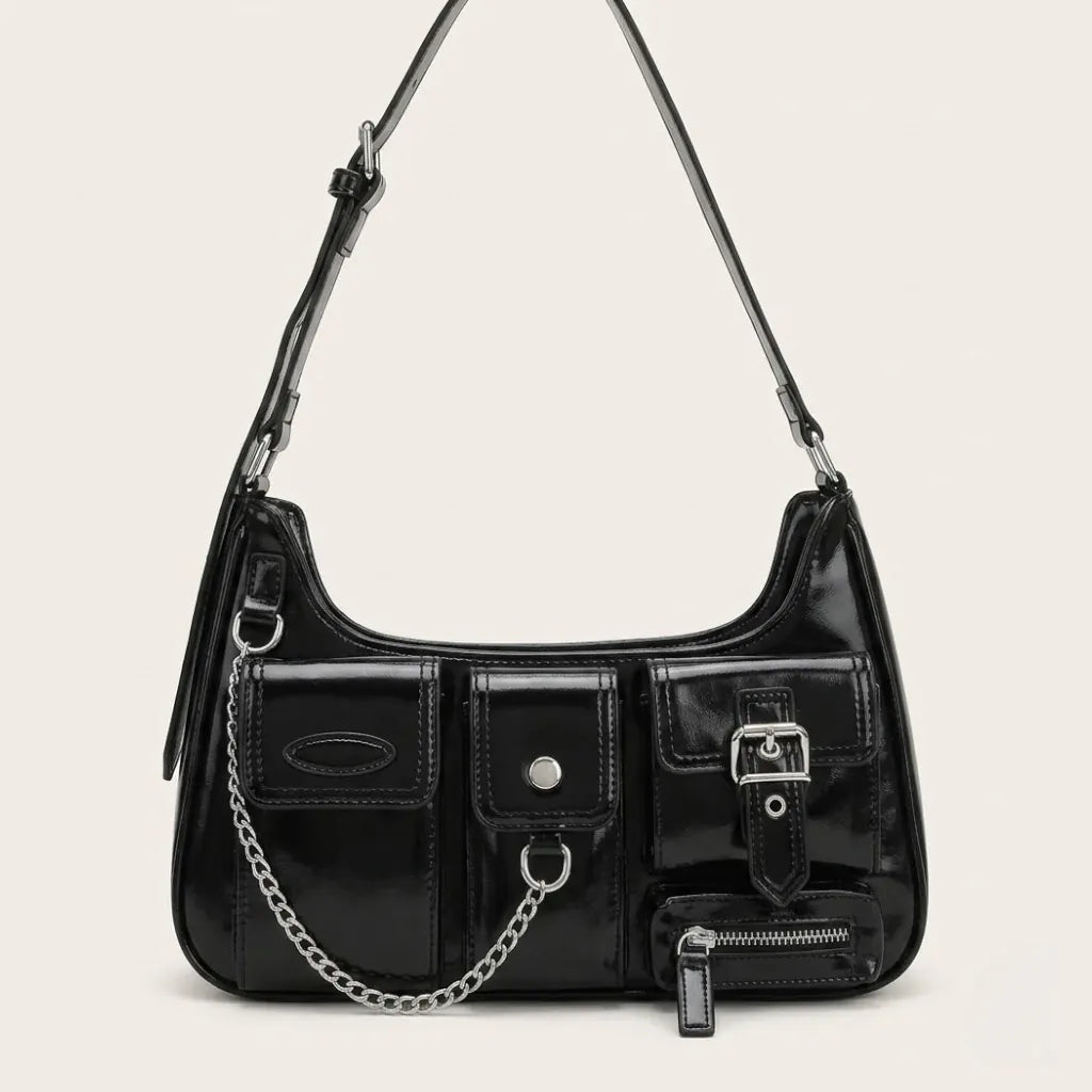 Sac épaule cargo chaîne noir
