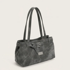 Sac épaule effet daim ceinture boucle Gris