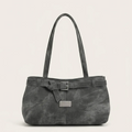 Sac épaule effet daim ceinture boucle Gris
