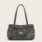 Sac épaule effet daim ceinture boucle Gris
