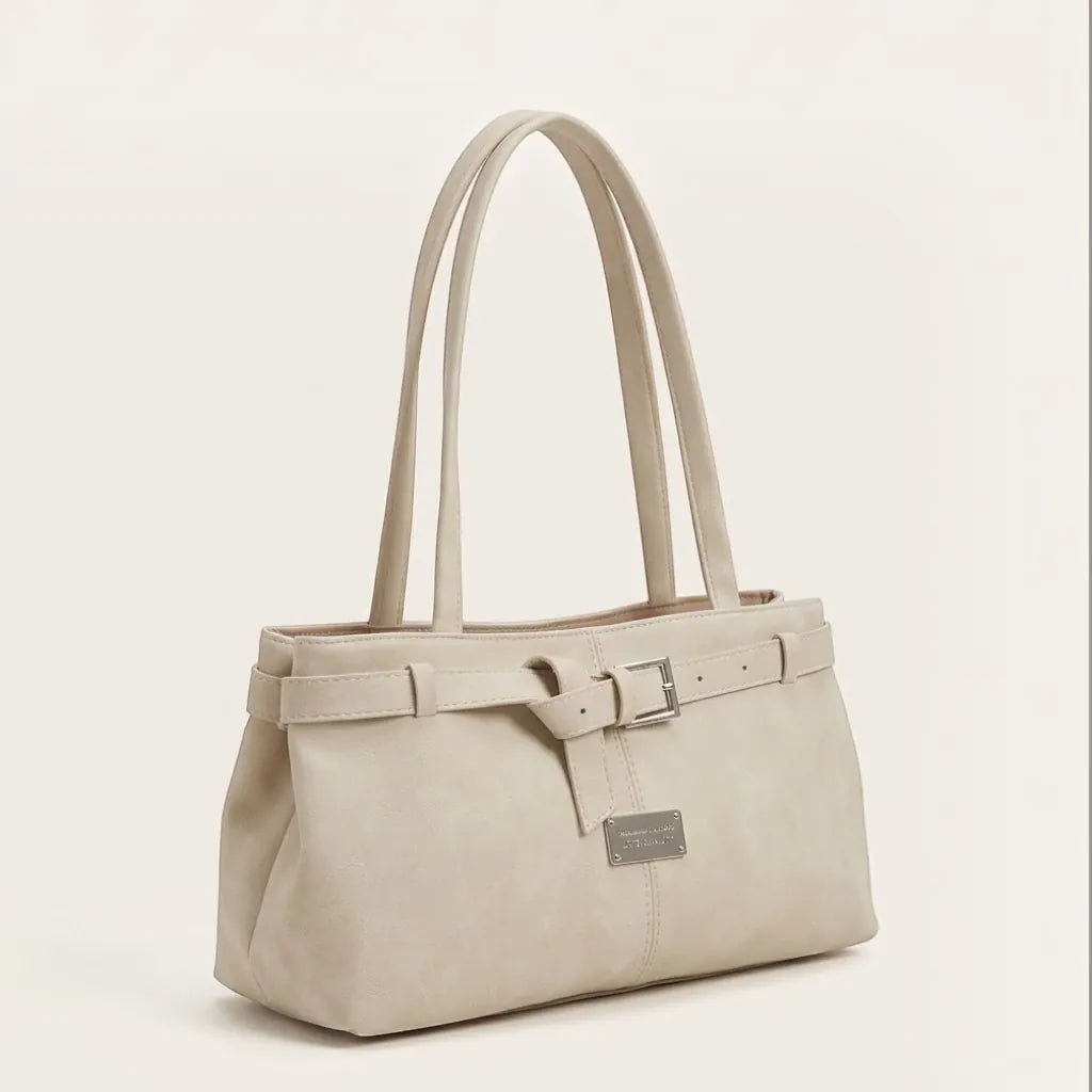 Sac épaule effet daim ceinture boucle Blanc cassé