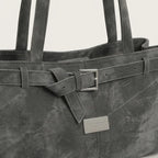 Sac épaule effet daim ceinture boucle Gris