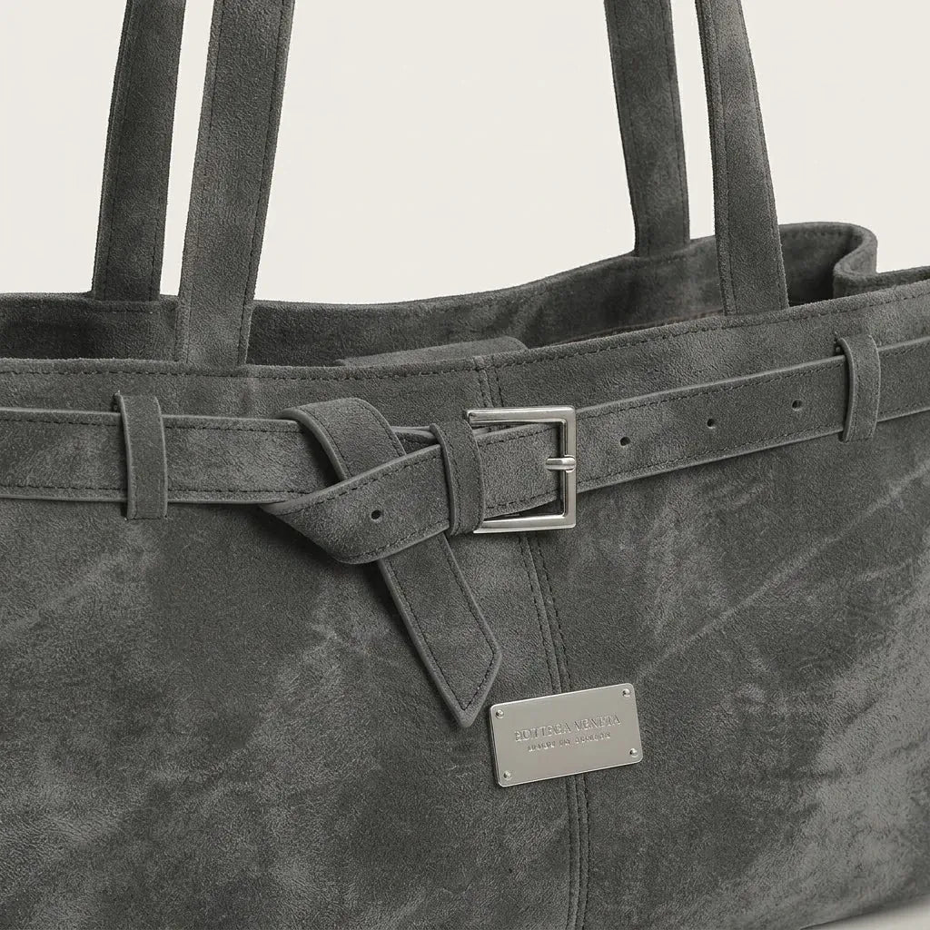 Sac épaule effet daim ceinture boucle Gris