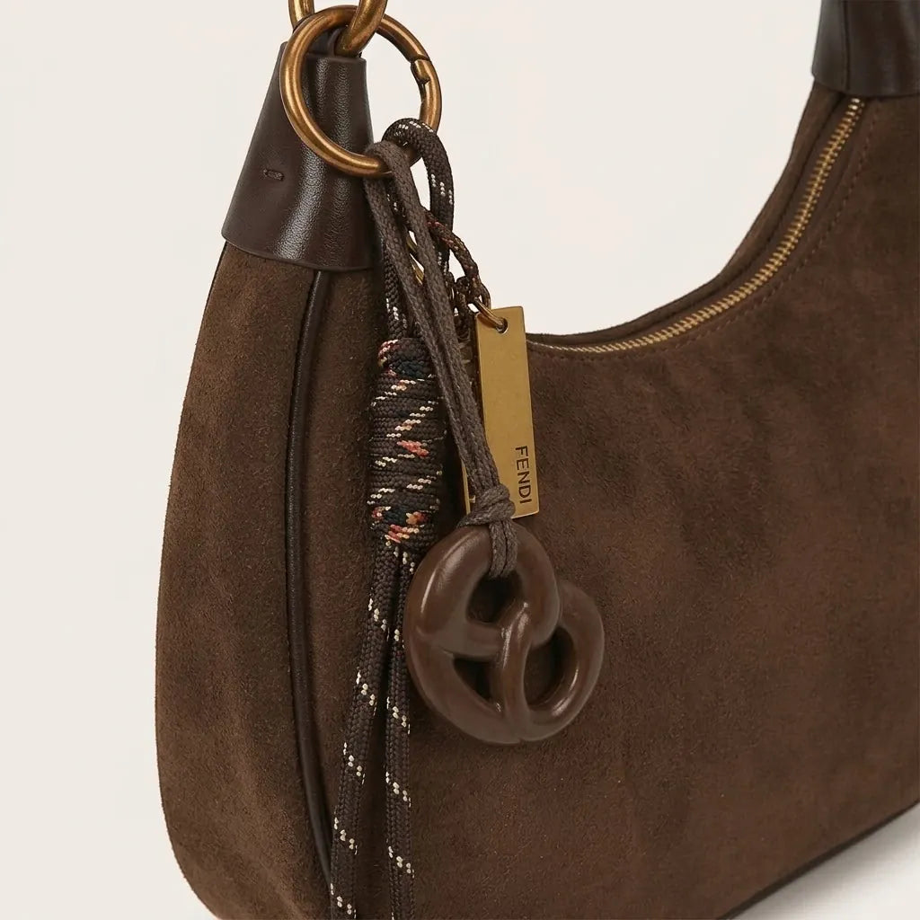 Sac épaule faux daim anse cuir bicolore Café