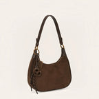Sac épaule faux daim anse cuir bicolore Café