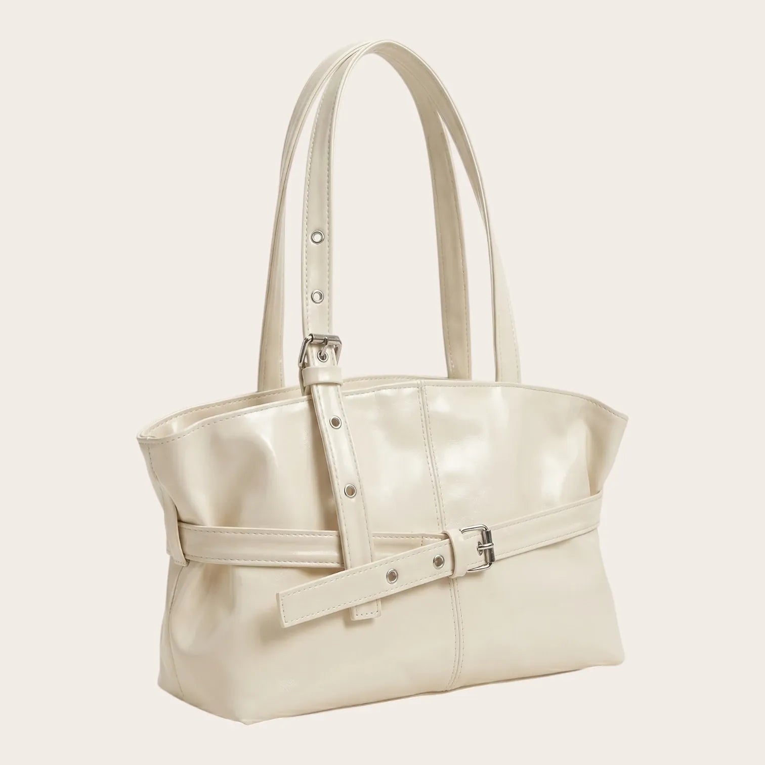 Sac épaule verni ceinturé