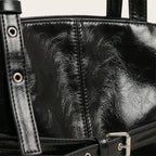 Sac épaule verni ceinturé Noir