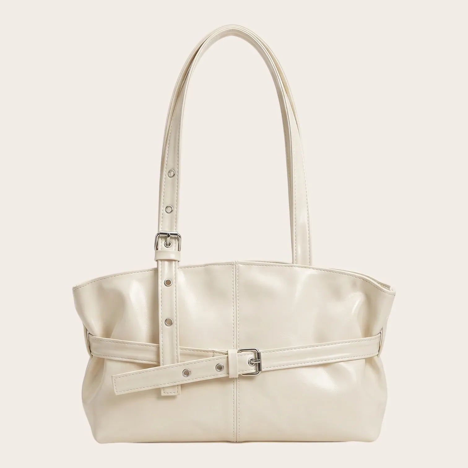 Sac épaule verni ceinturé