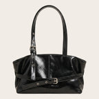 Sac épaule verni ceinturé Noir