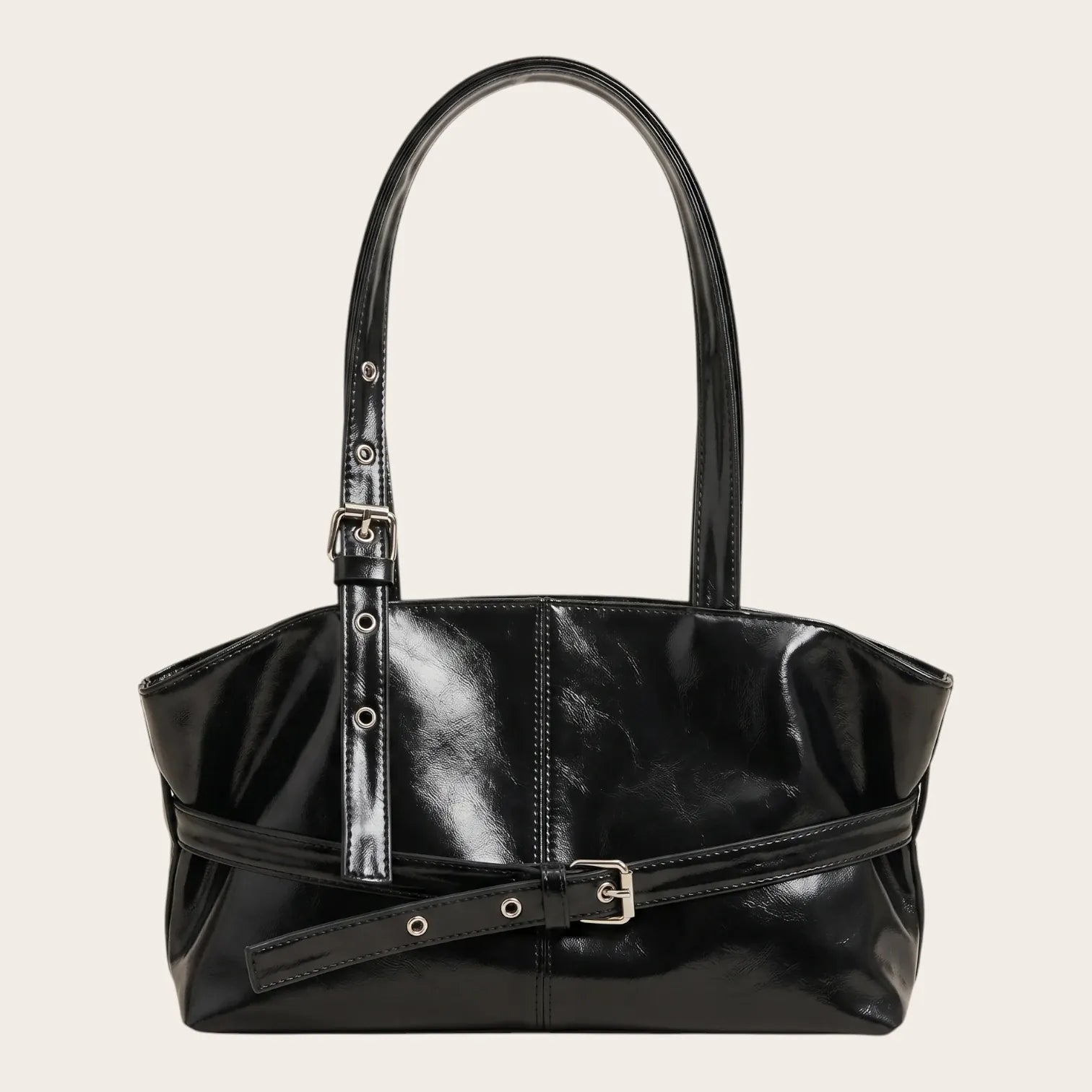 Sac épaule verni ceinturé