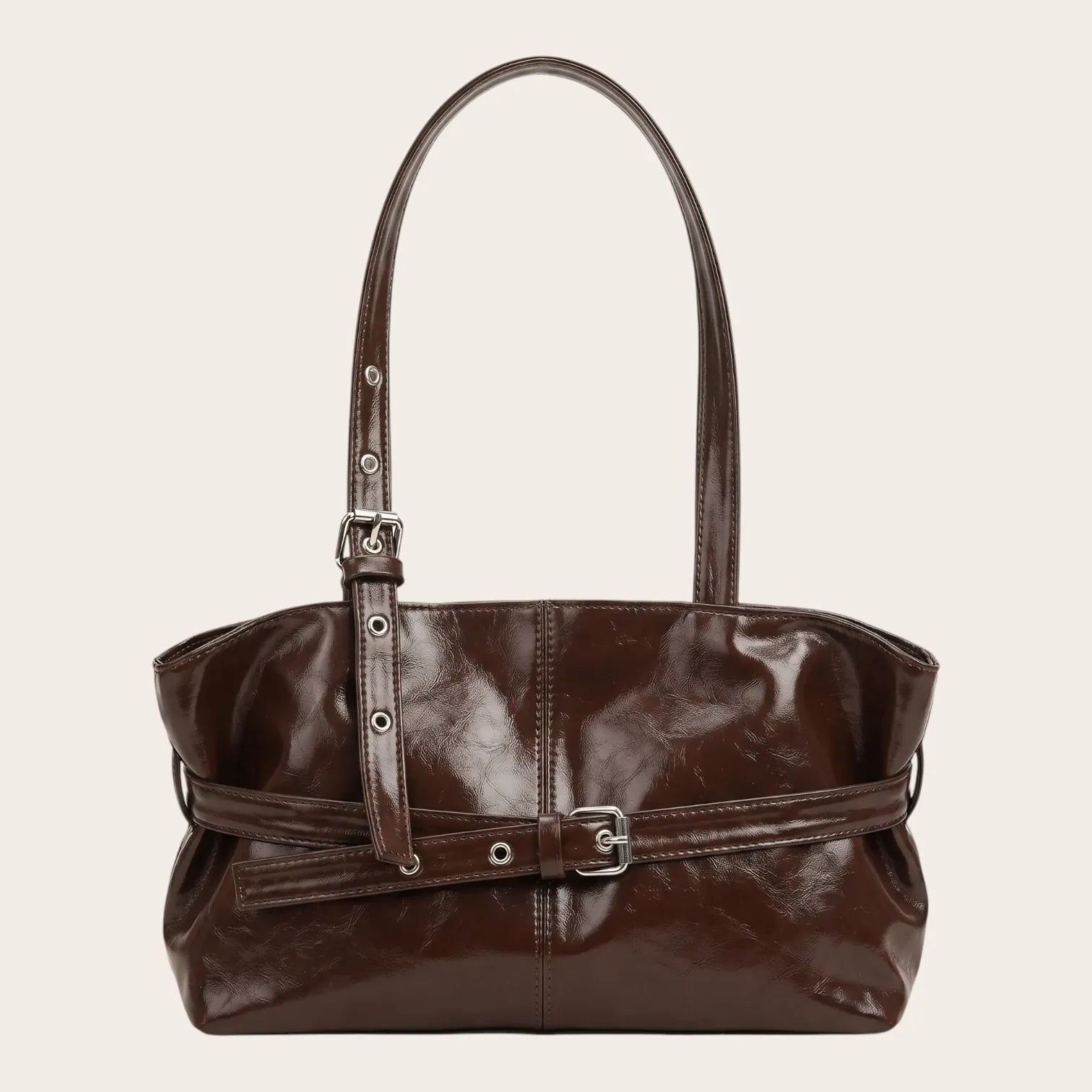 Sac épaule verni ceinturé