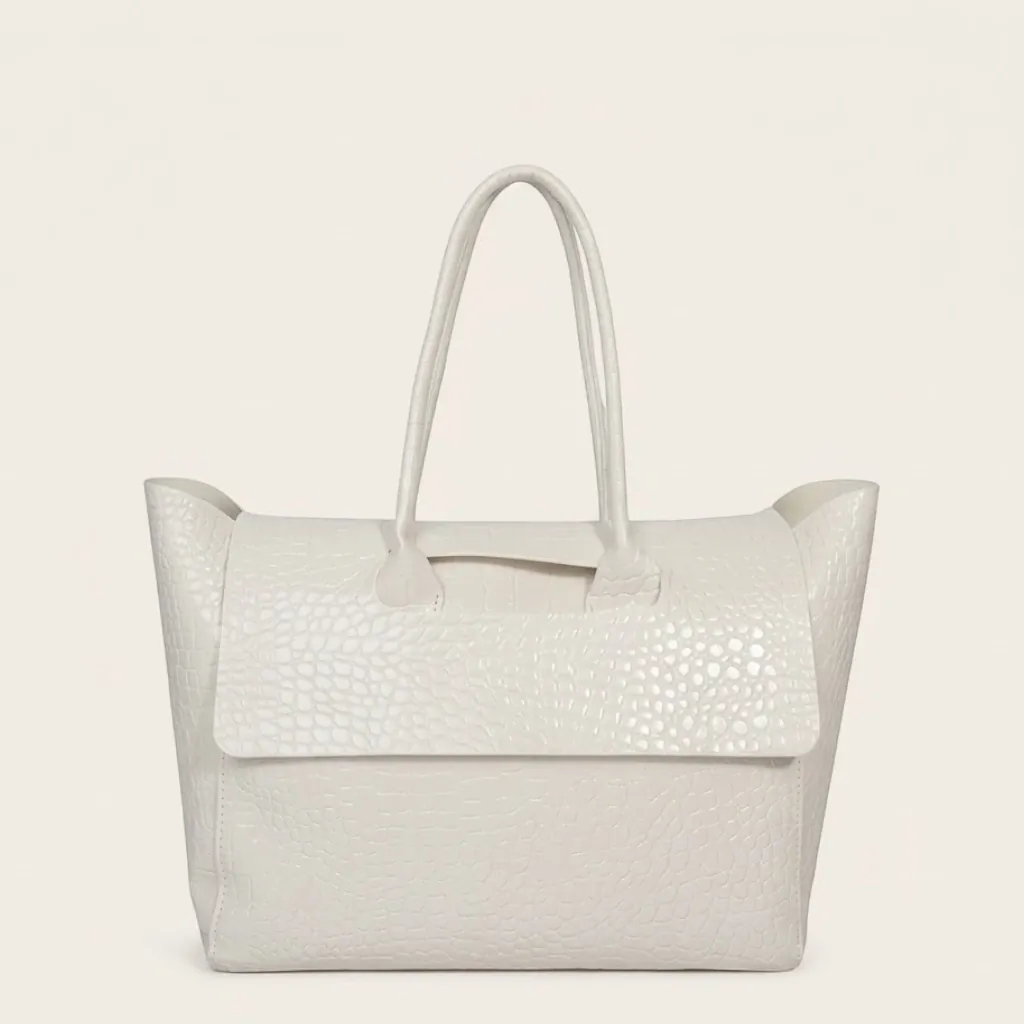 Sac fourre-tout grande capacité crocodile Blanc