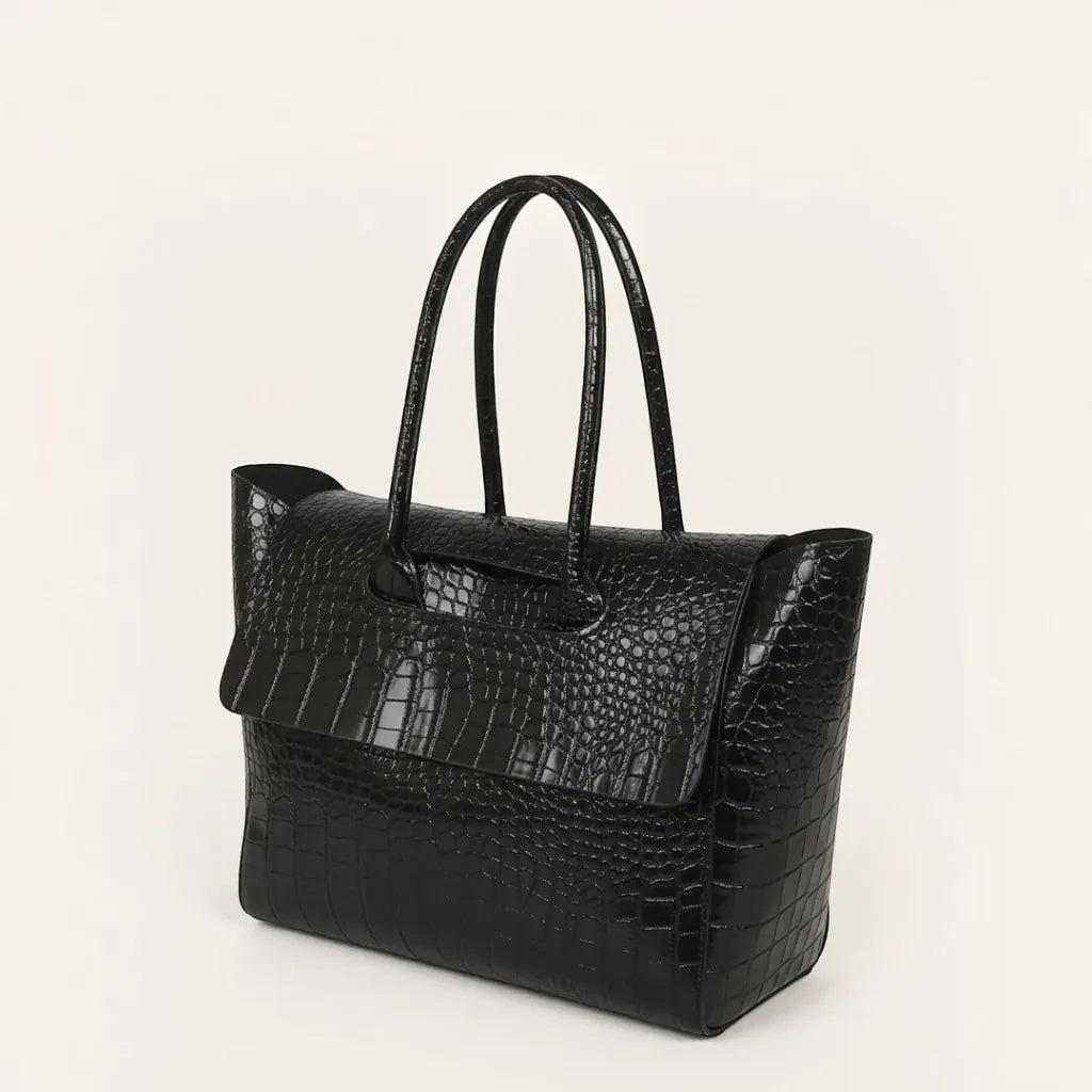 Sac fourre-tout grande capacité crocodile Noir