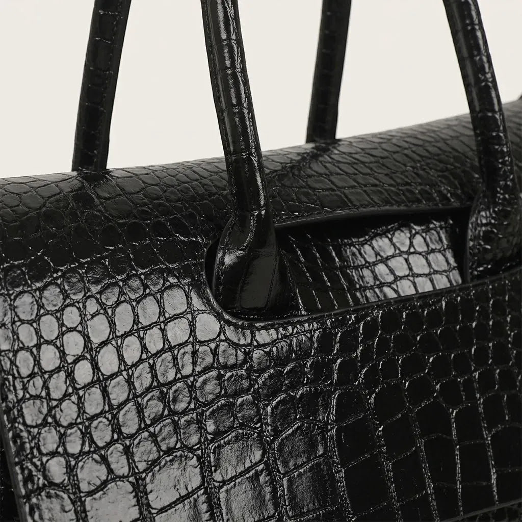 Sac fourre-tout grande capacité crocodile Noir