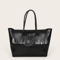 Sac fourre-tout grande capacité crocodile Noir