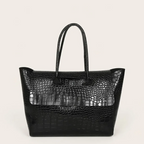 Sac fourre-tout grande capacité crocodile Noir