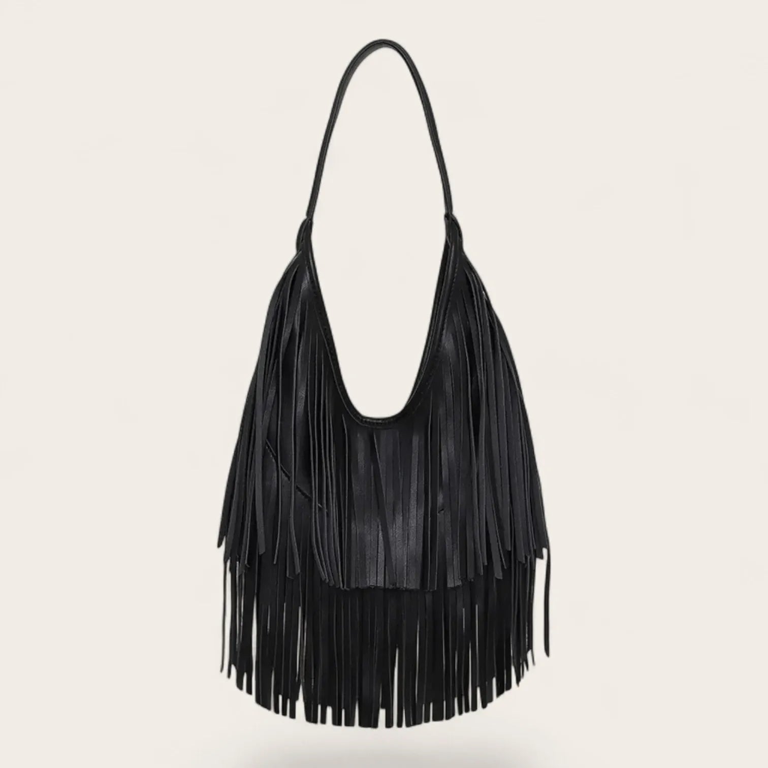 Sac hobo a frange Noir