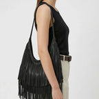 Sac hobo a frange Noir