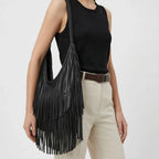 Sac hobo a frange Noir