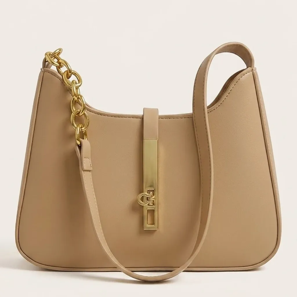 Sac hobo bandoulière chaîne dorée Abricot