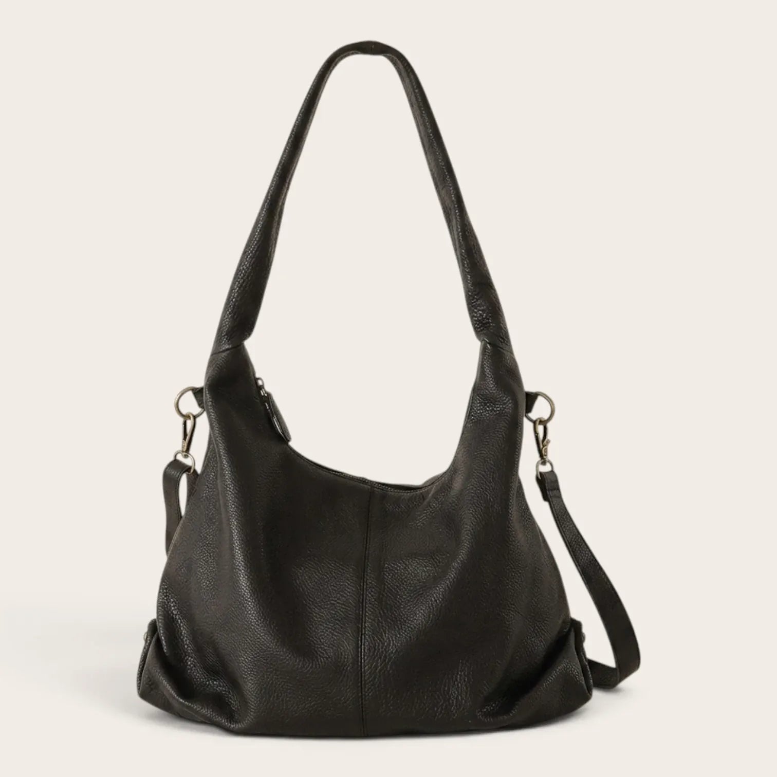 Sac hobo bandoulière en cuir grainé Noir
