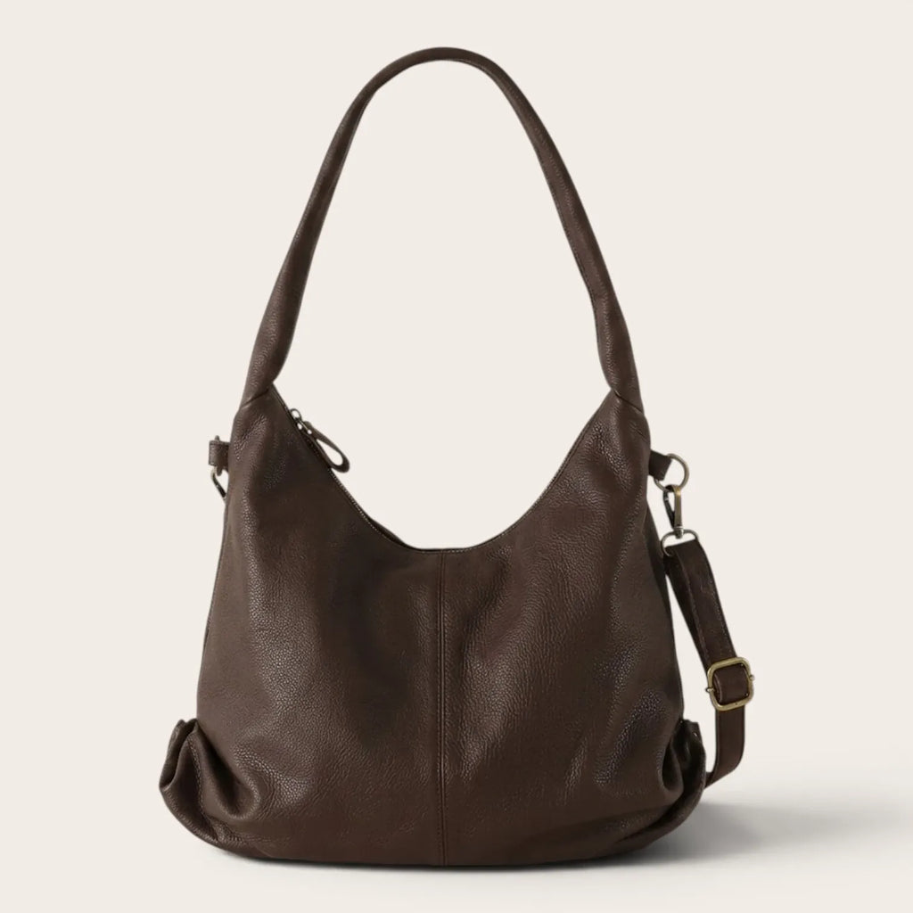 Sac hobo bandoulière en cuir grainé Café