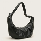 Sac hobo croissant cuir vegan structuré Noir