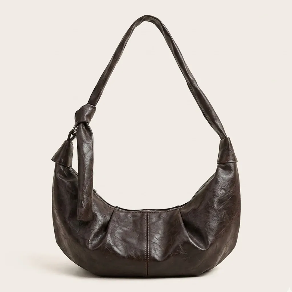 Sac hobo croissant cuir vegan structuré Café