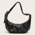 Sac hobo croissant cuir vegan structuré Noir