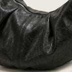 Sac hobo croissant cuir vegan structuré Noir