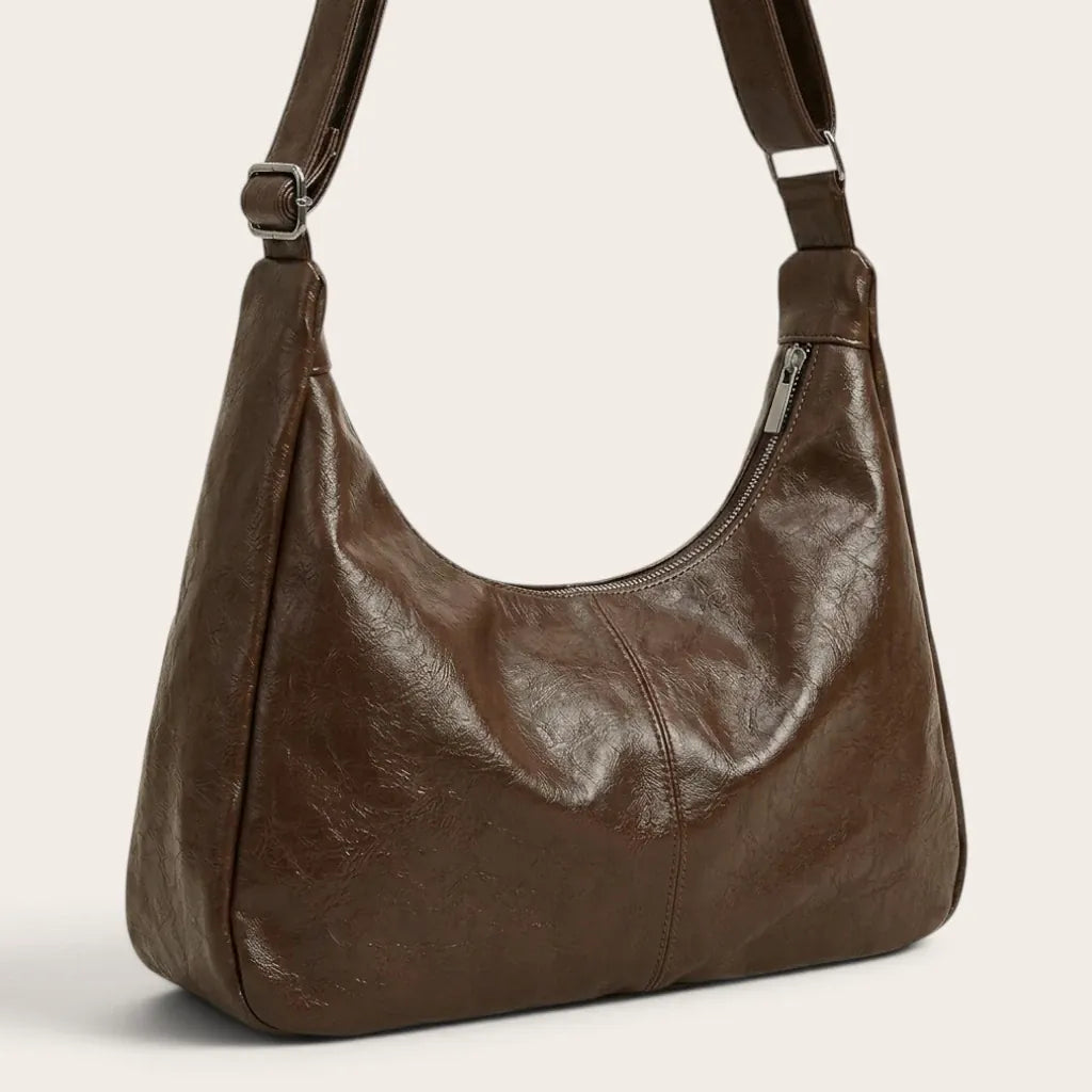 Sac hobo cuir vegan zippé Café