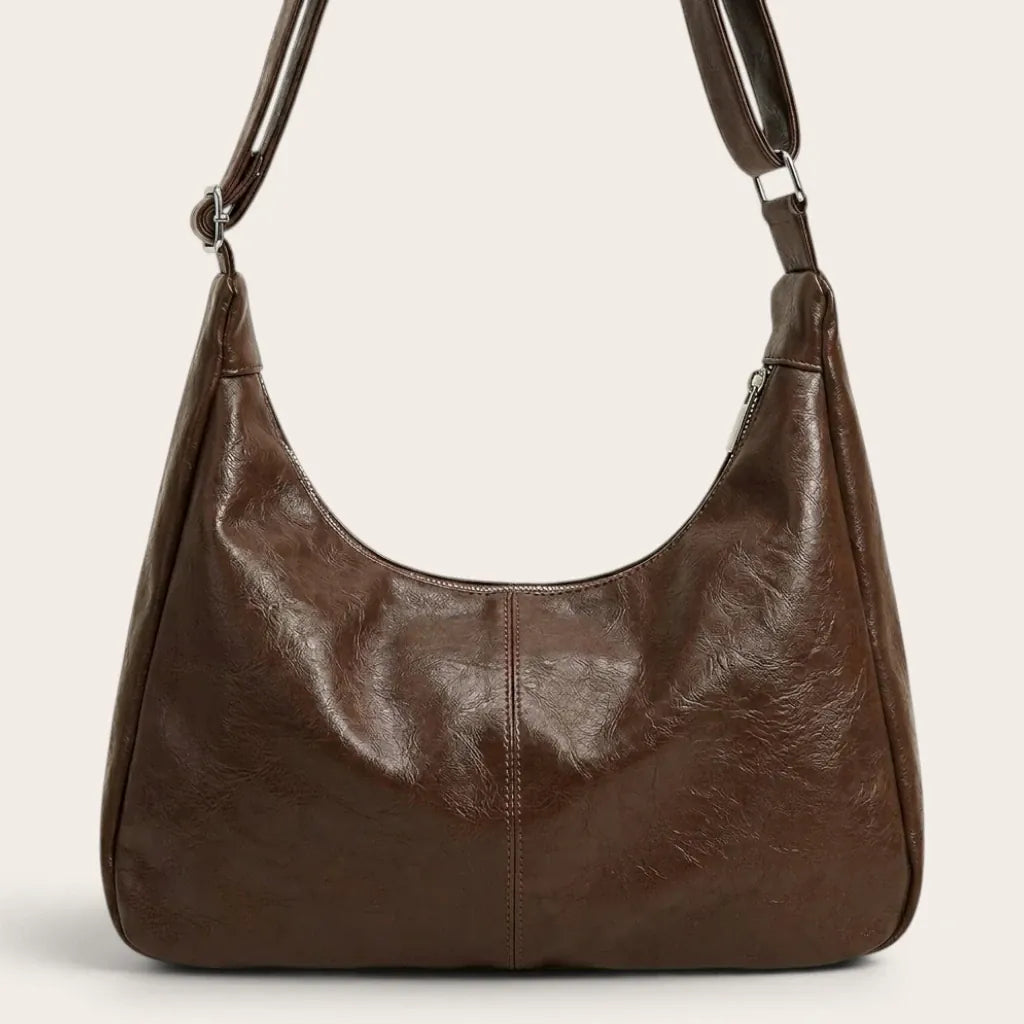 Sac hobo cuir vegan zippé Café
