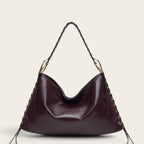 Sac hobo en cuir lacé Acajou
