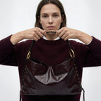 Sac hobo en cuir lacé Acajou