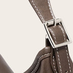 Sac hobo en cuir surpiqué Marron
