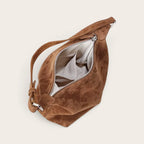 Sac hobo en daim zippé Marron