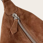 Sac hobo en daim zippé Marron