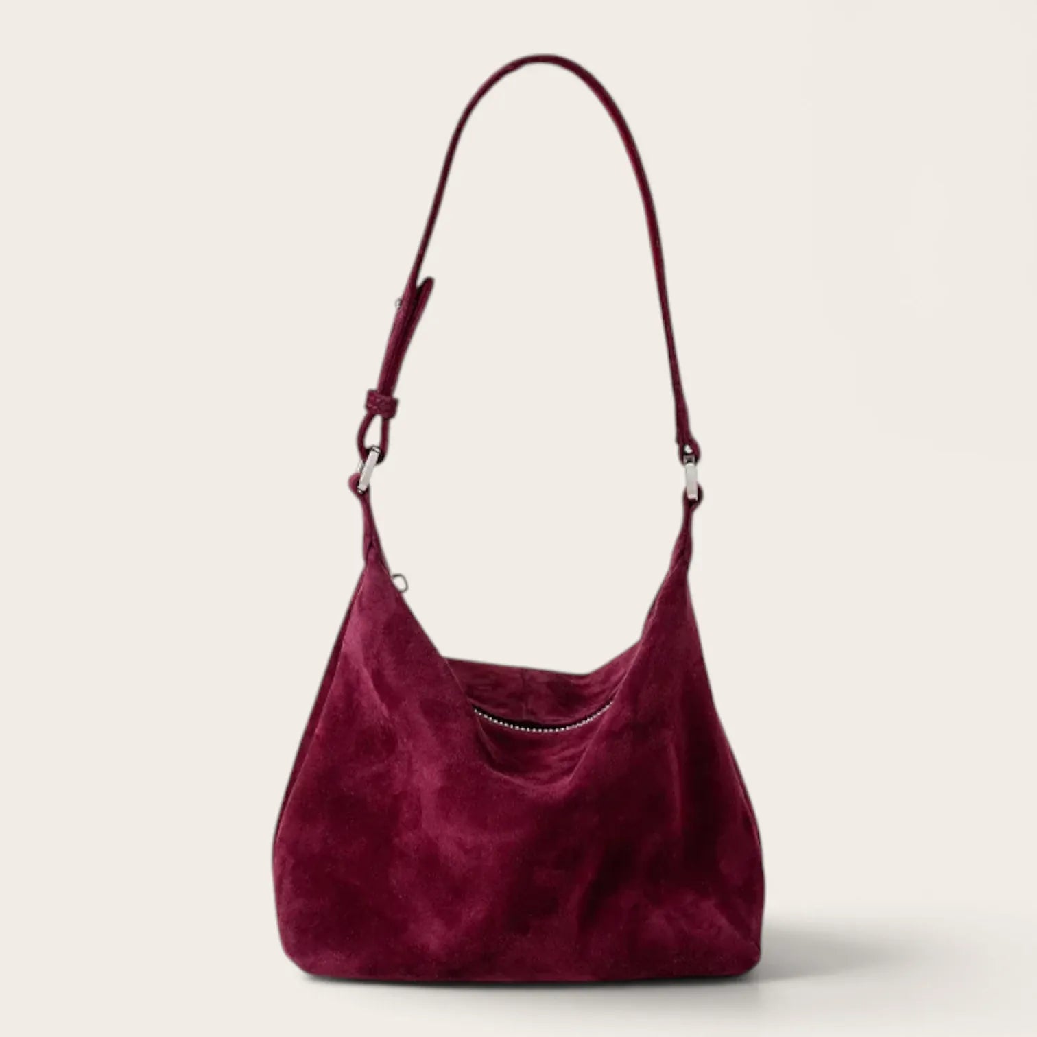 Sac hobo en daim zippé