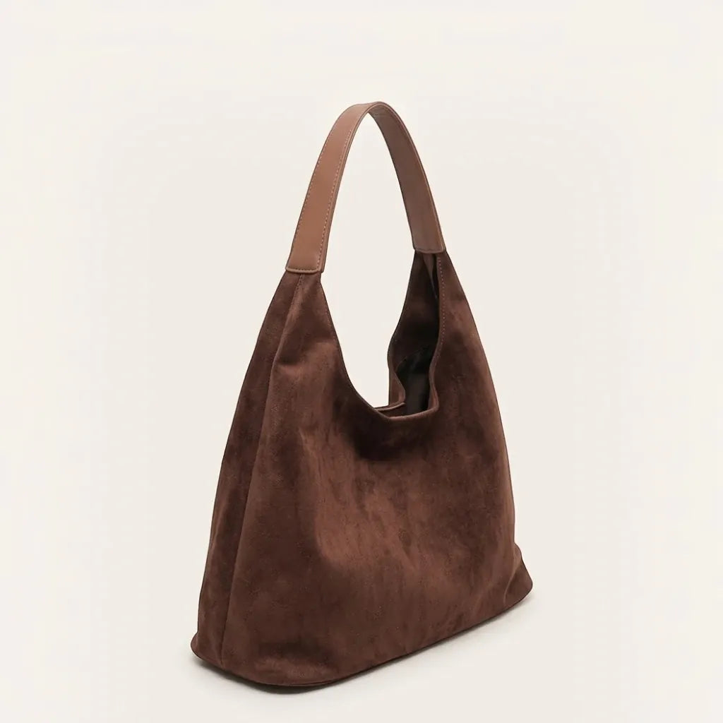 Sac hobo faux daim triangulaire minimaliste Café