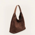 Sac hobo faux daim triangulaire minimaliste Café
