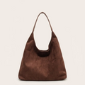 Sac hobo faux daim triangulaire minimaliste Café