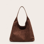 Sac hobo faux daim triangulaire minimaliste Café