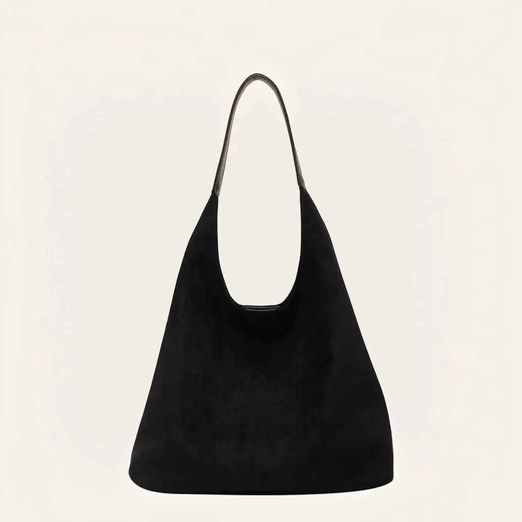Sac hobo faux daim triangulaire minimaliste Noir